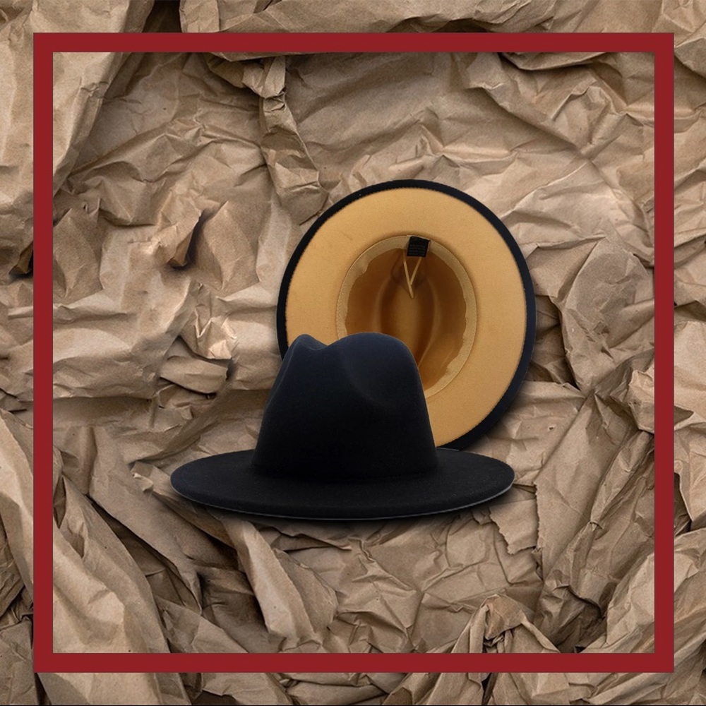 NEW Black Fedora Hat Two Tone Color - Picture 4 of 4